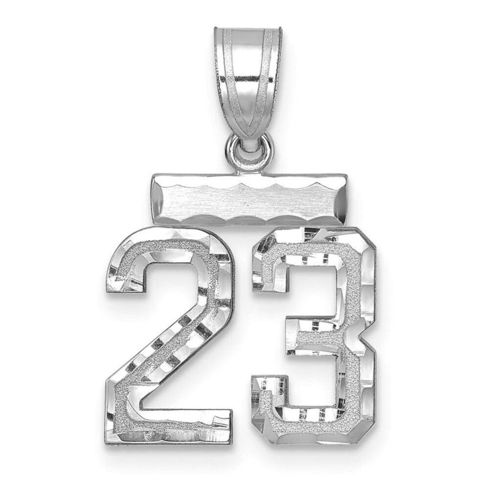 14k White Gold, Varsity Collection, Small D/C Pendant, Number 23